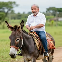 ( lula da silva ) riding a donkey