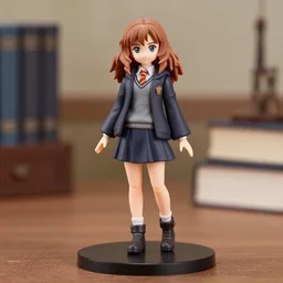 a collectible figurine of emma watson as hermione granger, figma, anime style, on the table, photo,