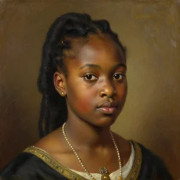 facial portrait of the young queen of nigeria, oil on canvas by william sydney mount, 1 8 7 7