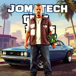 Jomatech in Grand Theft Auto 5 cover art, epic, 4k resolution, extremely detailed, very sharp, artstation, digital art, vibrant
