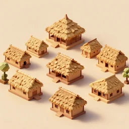 a low poly isometric render of a kerala village with thatched houses in the style of monument valley, intricate, elegant, smooth shading, soft lighting, illustration, simple, solid shapes, by magali villeneuve, jeremy lipkin and michael garmash, rob rey and kentaro miura style, octane render