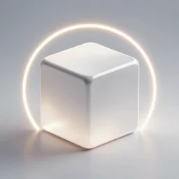 The cube of wisdom in front of a halo of light. Digital art, HD, detailed.