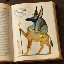 a detailed painting of the Egyptian book of the dead, depicting the god of the underworld Anubis, trending on artstation cgsociety, 8k, highly detailed, masterpiece.