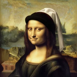 a portrait of a cat wear a hat, by Da vinci