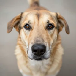 dog with a long nose staring directly at the camera