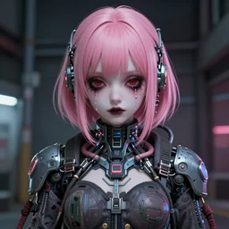 by kyoto animation, very creepy cyber clown girl pink hair, tears from the eyes, wearing cyberpunk intricate streetwear, beautiful, detailed portrait, intricate complexity, ilya kuvshinov, cell shaded, 4 k, concept art, by wlop, ilya kuvshinov, greg rutkowski, sharp focus, volumetric lighting, cinematic lighting