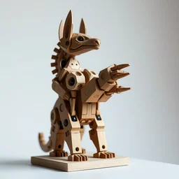 highly detailed, symetrical, geometrical, cgsociety, artstation, ornate, concept art, official art, octane, illustration artoys, funny, cute, figurine wooden, cyborg animal in wood sculpture, art nouveaux contemporain masterpiece of art