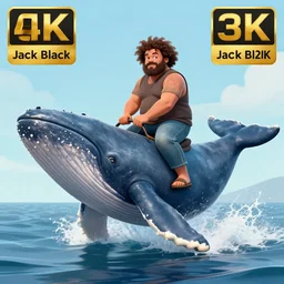 Jack Black riding a humpback whale, render, 4k, 8k, 32k uhd s -5