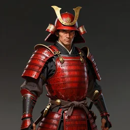 samurai warrior with red armor as a d&d character, portrait art by Donato Giancola and James Gurney, digital art, trending on artstation