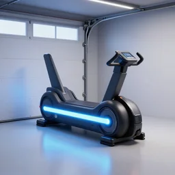 a light cycle parked in a house garage