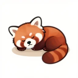 a cute sleeping red panda, digital art, iconic icon, 2 d vector logo, cartoon, t - shirt design