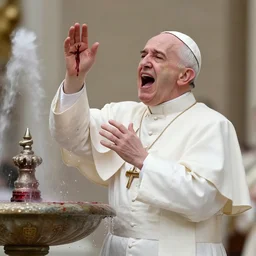 the pope exhibiting an infinite stigmata, howling and wailing as fountains of holy blood fill and flood the vatican. a tidal wave of blood runs through the streets like a toilet flushing.