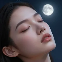 3 d, sci - fi, close - up, night, sleepy fashion model face, moon rays, cinematic, clouds, sun rays, vogue cover style, poster art, blue mood, realistic painting, intricate oil painting, high detail illustration, figurative art, multiple exposure, poster art, 3 d, by tooth wu and wlop and beeple and greg rutkowski