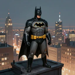 a digital painting of batman standing on the city roof by friendly robot ， trending on artstation