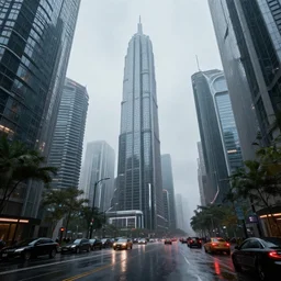 city of the future, many skyscrapers, blade runner style, hyper - realistic, octane render, realistic, real, street, rain, beautiful
