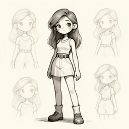 really cool sketchy female human alone, cute, detailed background, trending on artstation