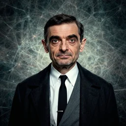 lovecraft biopunk portrait of mr bean, fractal background, by tomasz alen kopera and peter mohrbacher