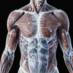 full frame fractal human body, fine details, microorganisms, fine details, muscles, veins, artery, 90's aesthetic, x-ray, noise film, photo