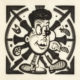 a glyph design, central composition, very cartoon, shape focus, high detailed, by anton fadeev and tarsila do amaral