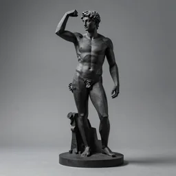 The Discobolus of Myron sculpture as an I Robot, black paper, by mario feng, ray tracing, master shot, octane render, 8k, ultra hd, perfect light