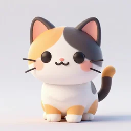 a cute kawaii calico cat, 3 d render, octane, weta, ilm