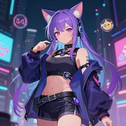 beautiful anime art of a cyberpunk neko girl, character by WLOP, Logan, Cure, Mingchen Shen, BangkuART, sakimichan, yan gisuka, JeonSeok Lee, trending on Artstation, Trending on Pixiv