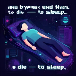 and by opposing end them. to die — to sleep,, vector graphics, cyberpunk