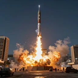 Tel aviv under rocket attack, cinematic shot, amazing digital art, highly detailed