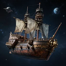 a sci - fi pirate ship in space