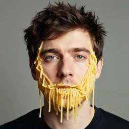 thom yorke face made off spaghetti,