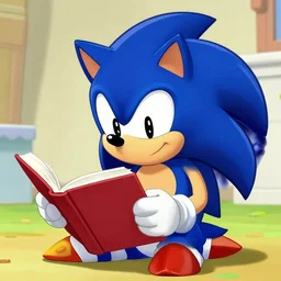 sonic the hedgehog reading a book