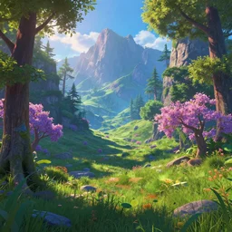 a gorgeous landscape in the style of thomas cole and pixar. beautiful beyond imagination! enchanting, mysterious, alluring. rich saturated colors, light bloom, hyperrealism, extremely detailed! 8 k, smooth gradient cgi, path tracing, trending on artstation