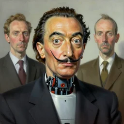 Portrait of Salvador dali half robot,highly detailed, very coherent, painted by Francis Bacon and Edward Hopper, Wayne Barlowe, painted by James Gilleard, surrealism, airbrush,  art by JamesJean