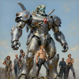 a giant statue poseidon mecha, tim hildebrandt, wayne barlowe, bruce pennington, donato giancola, trending on artstation, cinematic composition, beautiful lighting, hyper detailed, 8 k, oil on canvas