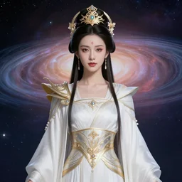 portrait of the powerful empress of the solar system in the style of frank frazetta. glowing, ornate and intricate linework, stunning, dynamic lighting, ultrafine and hyperdetailed.