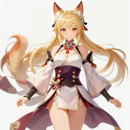 A beautiful kitsune woman, official Genshin Impact character concept, by Artgerm and Sakimichan, professional character designer, trending on Artstation, highly detailed