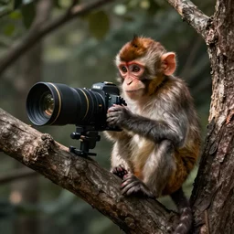 monkey kitten, in a tree, Nikon, telephoto