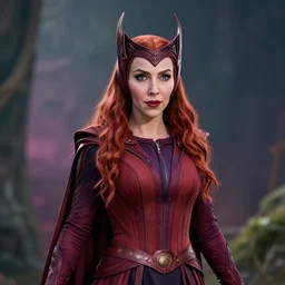 scarlet witch as maleficent, nostalgia, very detailed texture, realistic shaded lighting, studio quality, digital art, dynamic background, unreal engine 5 rendered, octane rendered, pinnacle studio, naturel, trending on artstation, art style by nixeu and ian sprigger