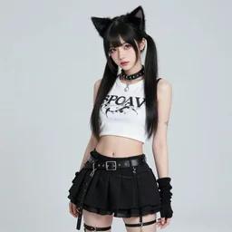 photograph of a twenty year old woman in kittenpunk fashion by lilia alvarado, photo, kittenpunk, catpunk, cat
