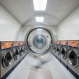 inside a laundromat, spinning deformed fractals of washing machines by Jeffrey Smith, Mike Windelmann and Chad Knight