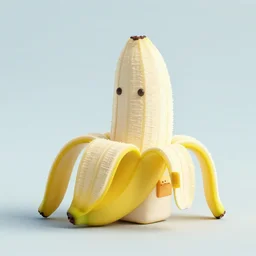 a lovely peeled cartoon banana shaped house, c 4 d render, soft colour, macarone color