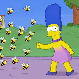 marge simpson chased by a swarm of bees