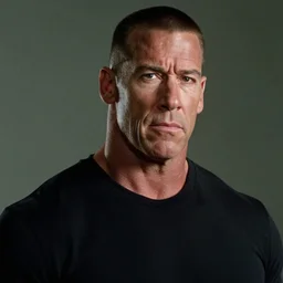 film still close up shot of john cena as the terminator from the movie terminator 2