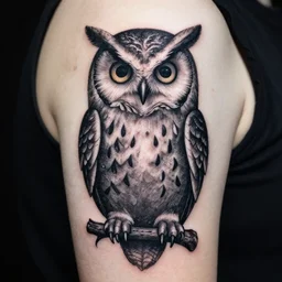 gothic tattoo design of an Owl by bernie wrightson