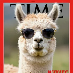photo of a llama wearing stunner shades on the cover of time magazine
