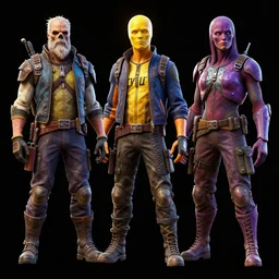 fallout creatures concept art, black background, vibrant colors, 8 k photorealistic, hd, high details, trending on artstation