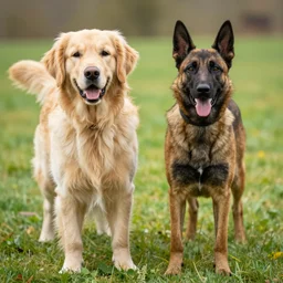 a golden retriever and belgian malinois mix dog.