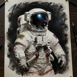 asset sheet, material study ( caricature ) astronaut by ( by mark ryden ) dark foreboding