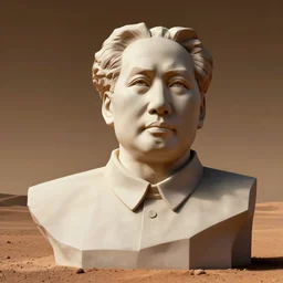 a photo of mao zedong's sculpture on mars a made of resin, dramatic lighting, unreal engine 5 highly rendered, radiant light, detailed and intricate environment, wide angle, cinematic lighting