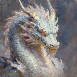 dragon portrait, concept art oil painting, portrait ethereal by jama jurabaev, greg rutkowski extremely detailed, brush hard, artstation, soft light